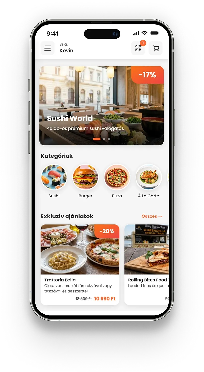 Eat&Save alkalmazás képernyő